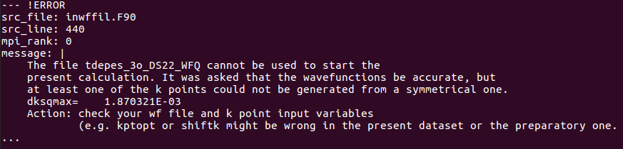 Error message when k-pt grid is 6x6x6